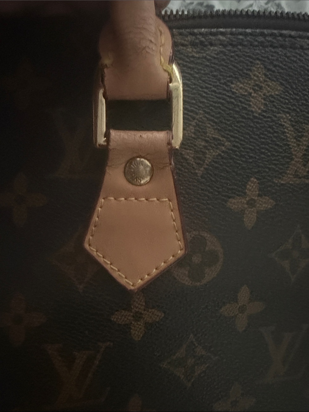 Brown Monogram Satchel with Tan Trim - Picture 13 of 15